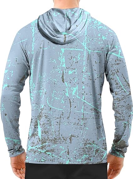 Light Grey Splash-Ink UPF 50+ Sunscreen Hoodie