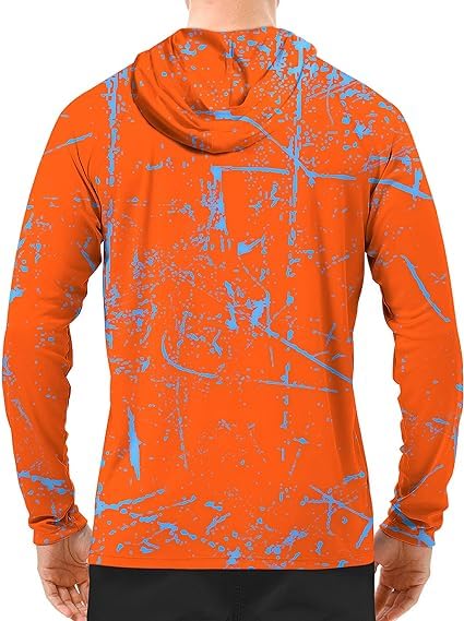 Bright Orange Splash-Ink UPF 50+ Sunscreen Hoodie