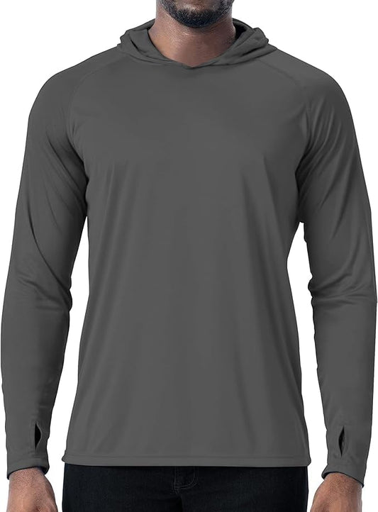 Grey Solid Color UPF 50+ Sunscreen Hoodie