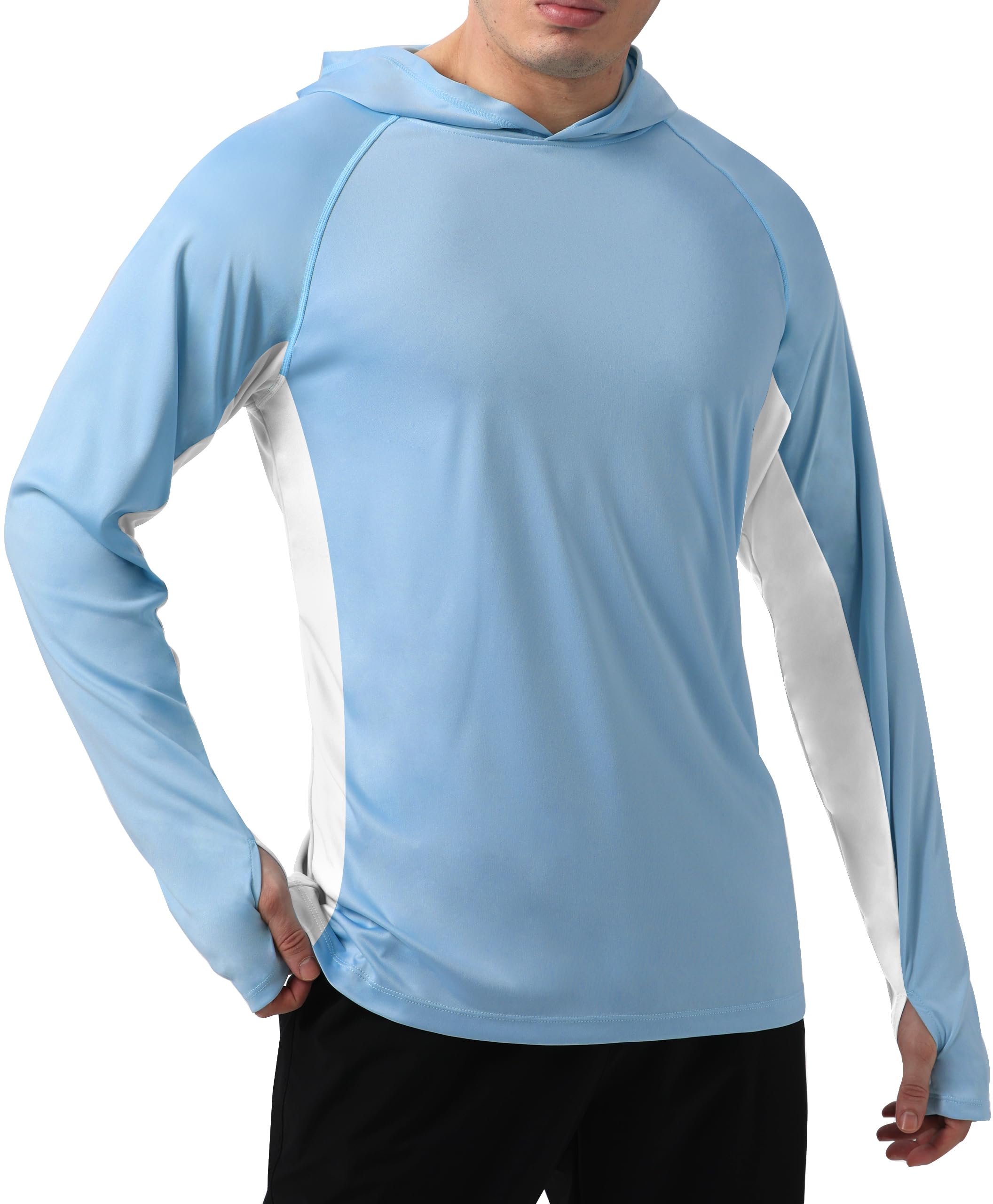 Blue & White Color Block UPF 50+ Sunscreen Hoodie