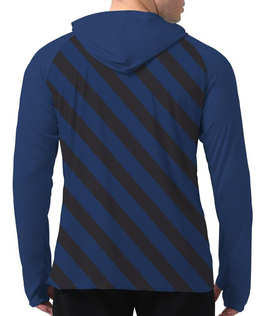 Blue & Black Color Block UPF 50+ Sunscreen Hoodie