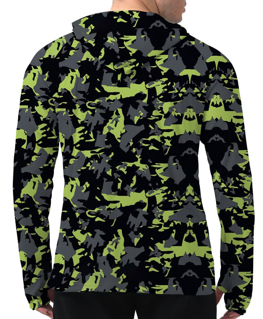 Fluorescent Green Camouflage UPF 50+ Sunscreen Hoodie