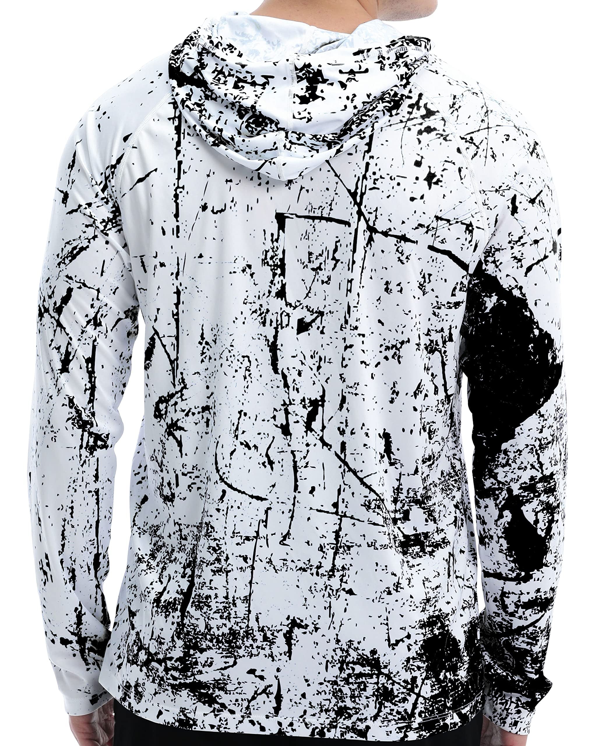 Black and White Splash-Ink UPF 50+ Sunscreen Hoodie