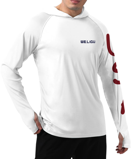 White-Flag Design UPF 50+ Sunscreen Hoodie