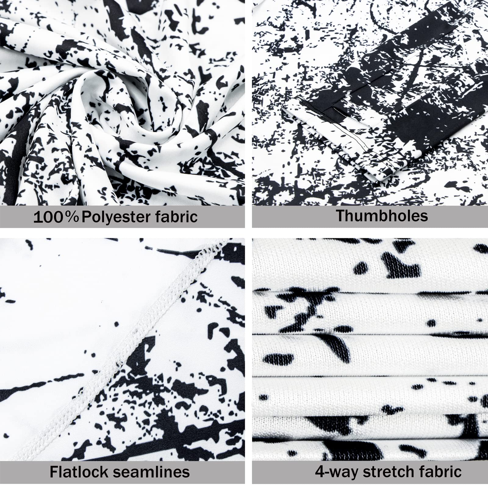 Black and White Splash-Ink UPF 50+ Sunscreen Hoodie