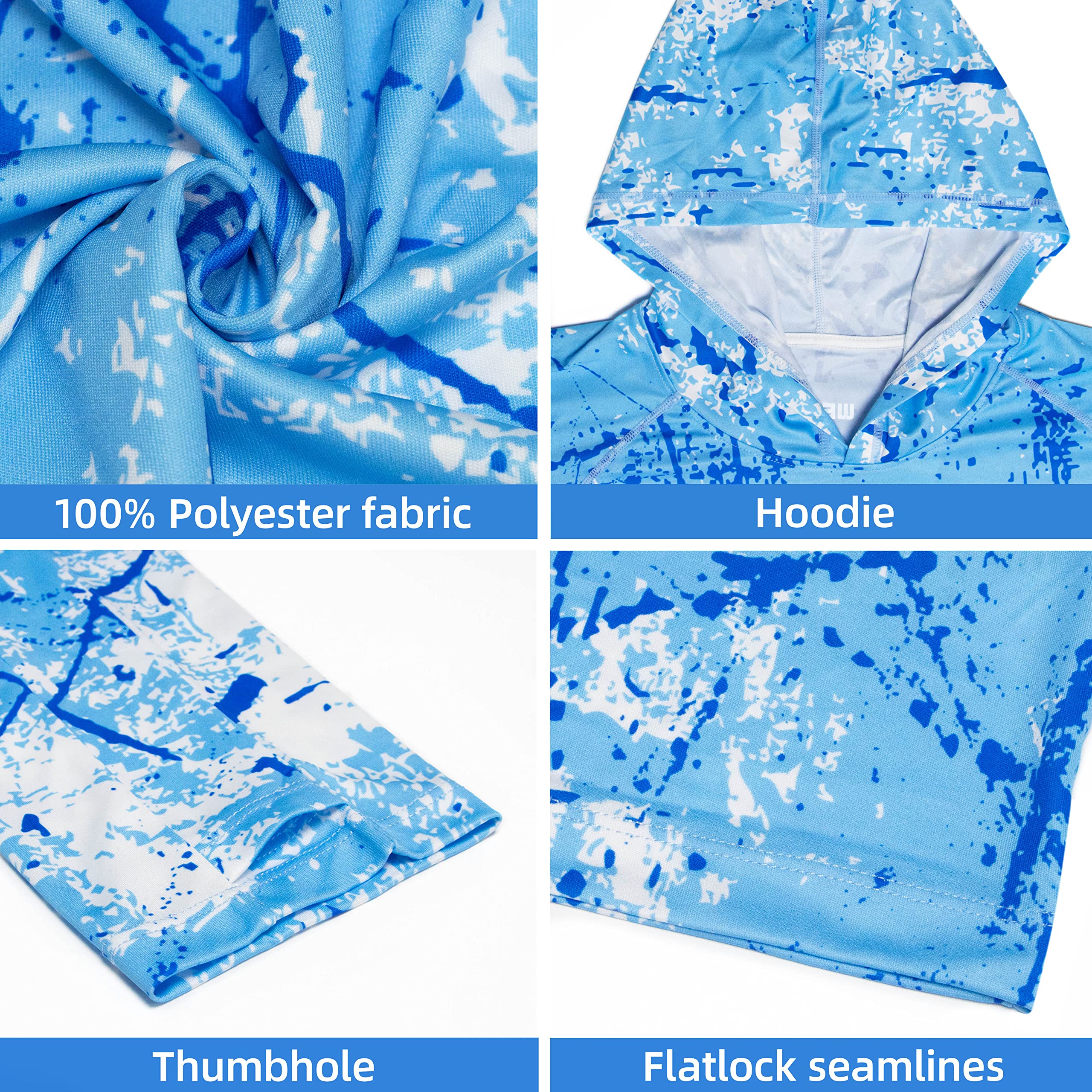 Ocean Blue Splash-Ink UPF 50+ Sunscreen Hoodie