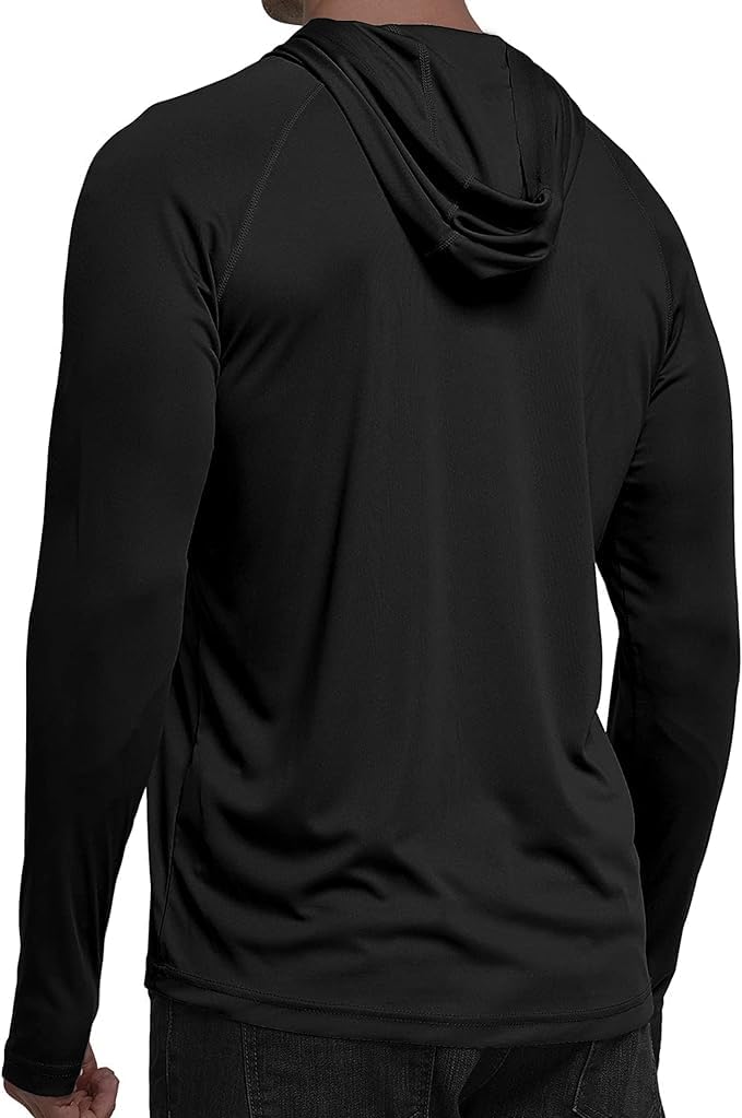 Pure Black Solid Color UPF 50+ Sunscreen Hoodie