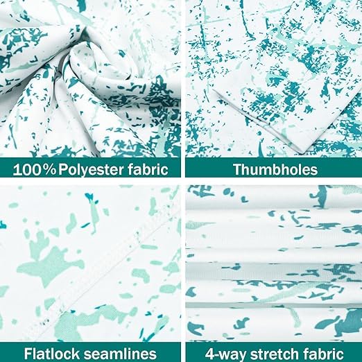 Mint Green Splash-Ink UPF 50+ Sunscreen Hoodie