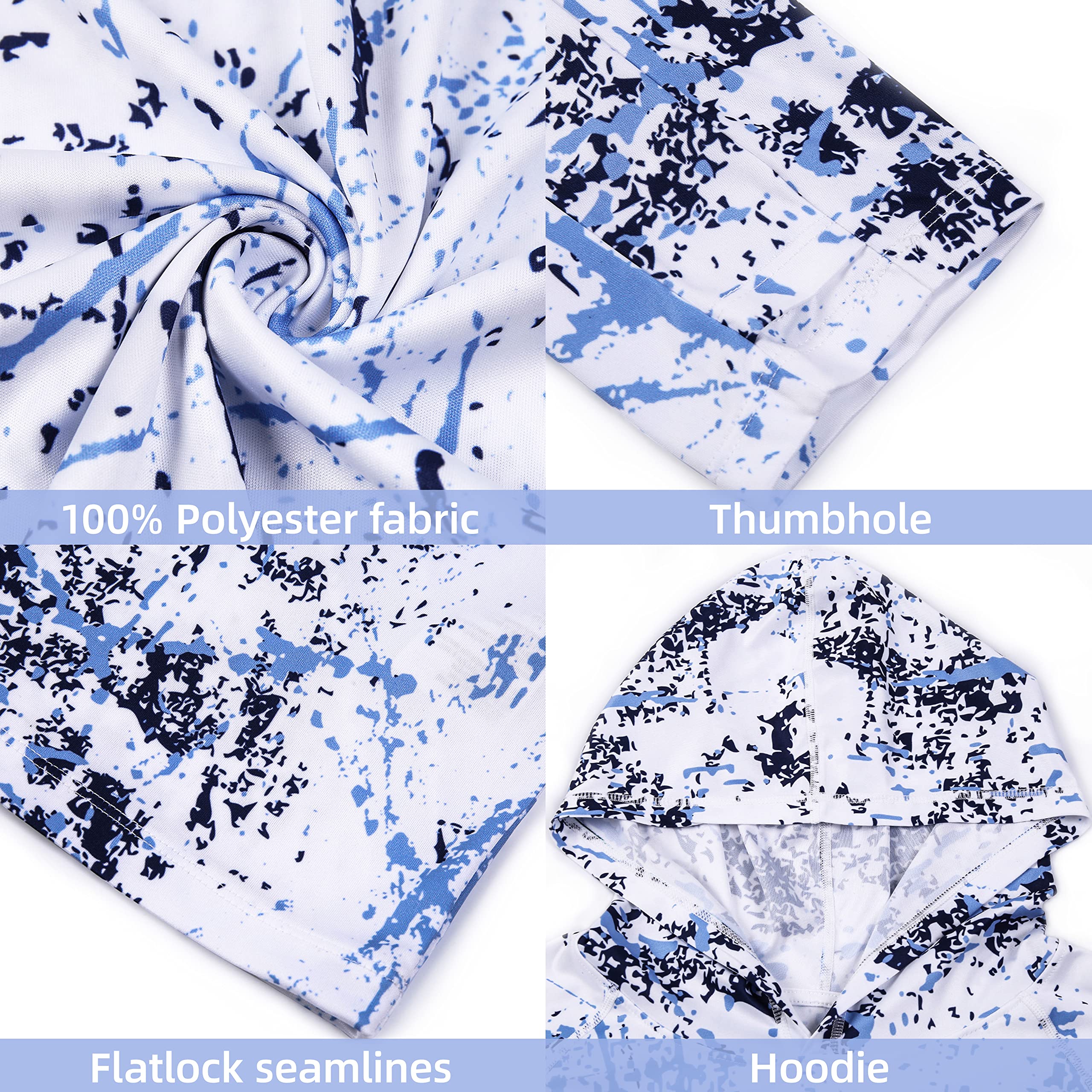 White Splash-Ink UPF 50+ Sunscreen Hoodie