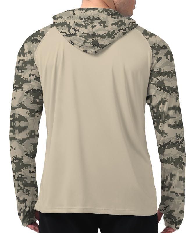 Khaki Raglan Sleeve Camouflage UPF 50+ Sunscreen Hoodie