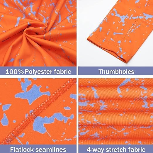Bright Orange Splash-Ink UPF 50+ Sunscreen Hoodie