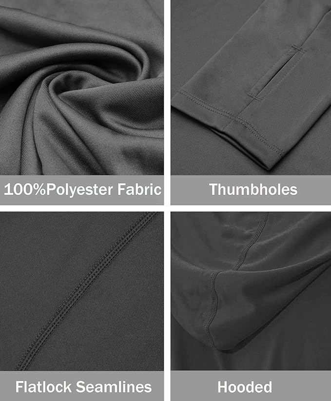 Grey Solid Color UPF 50+ Sunscreen Hoodie