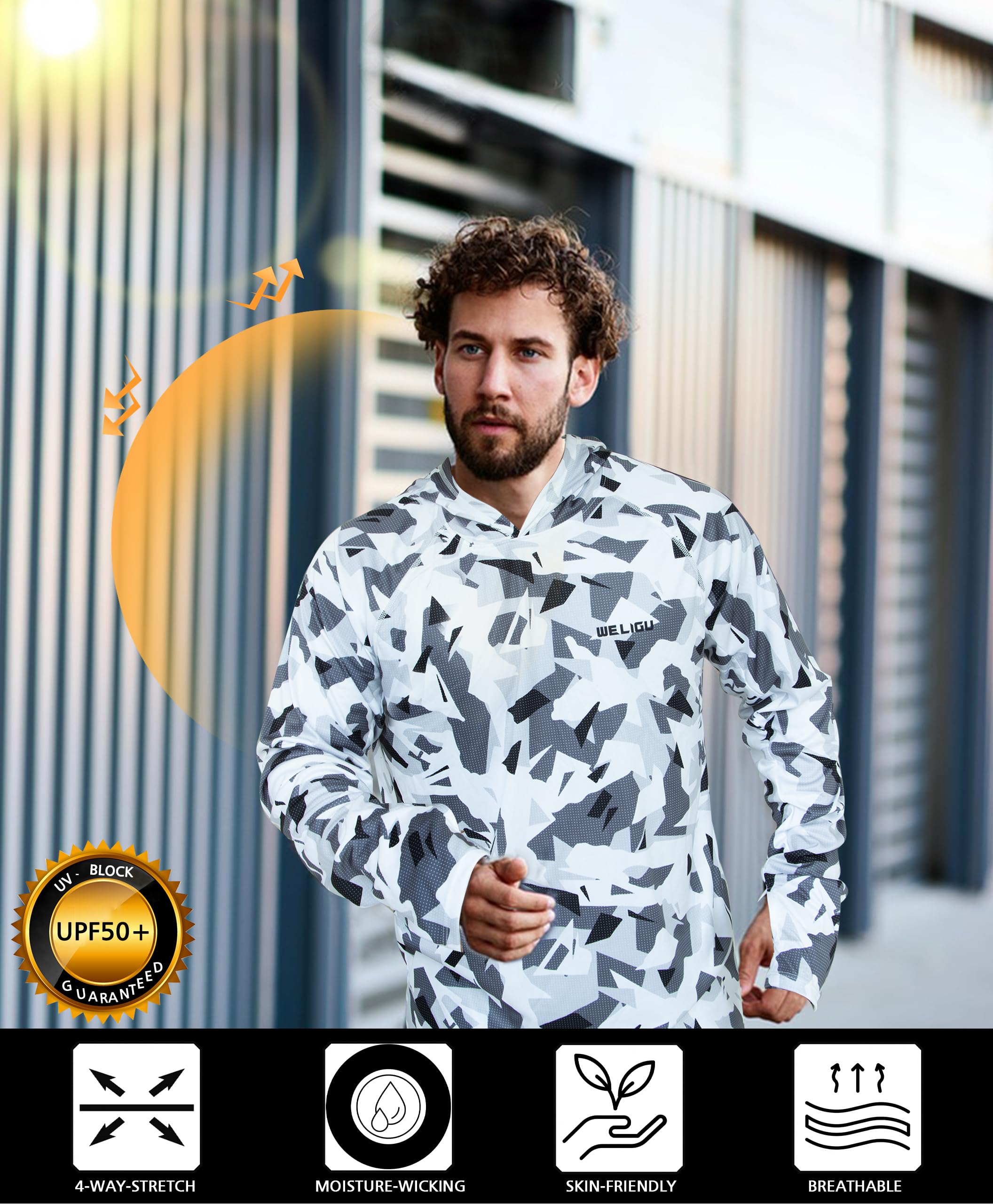 Grey Camouflage UPF 50+ Sunscreen Hoodie