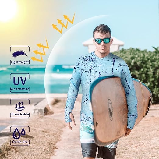 Sky Blue Splash-Ink UPF 50+ Sunscreen Hoodie