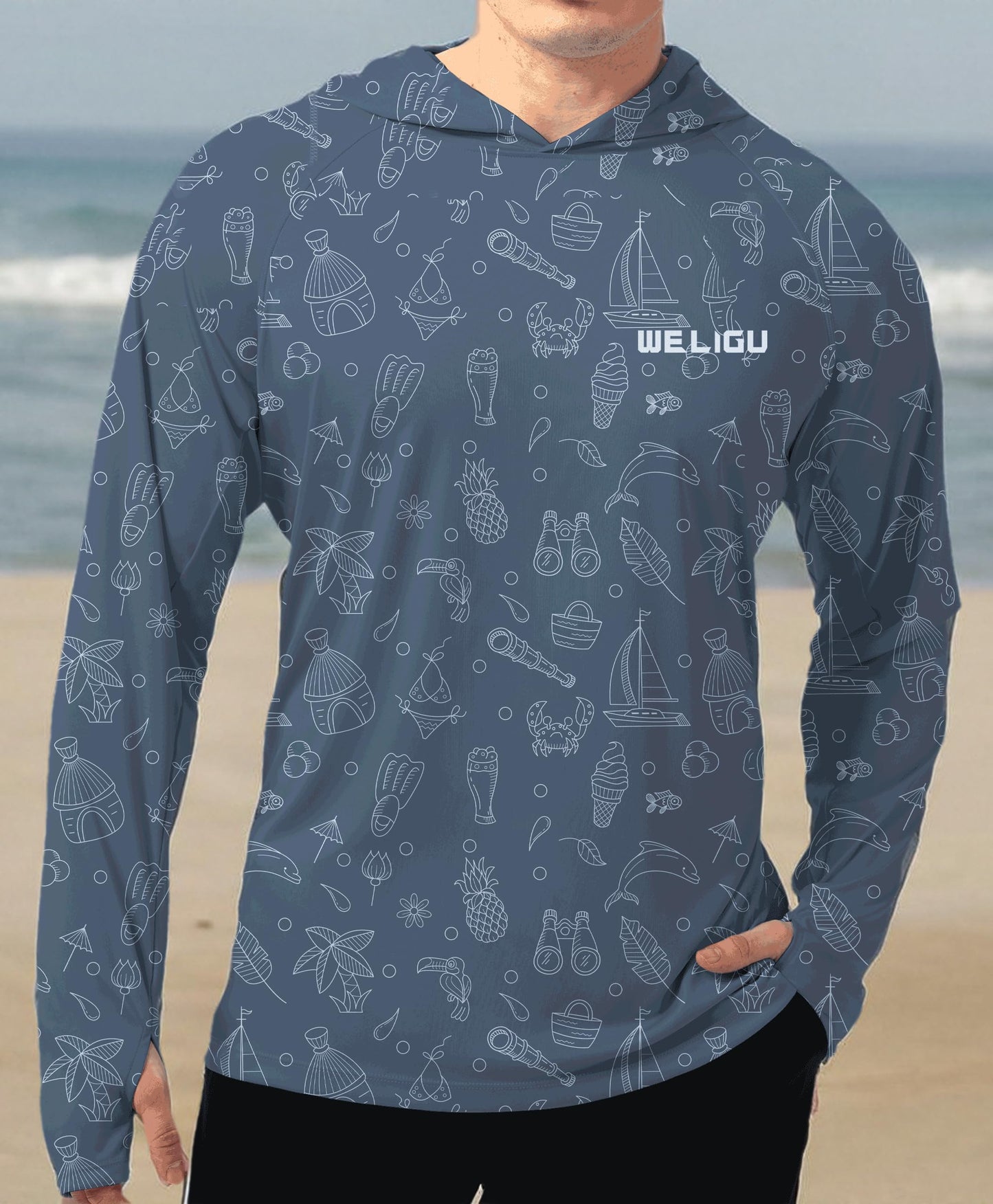 Premium Grey Design UPF 50+ Sunscreen Hoodie