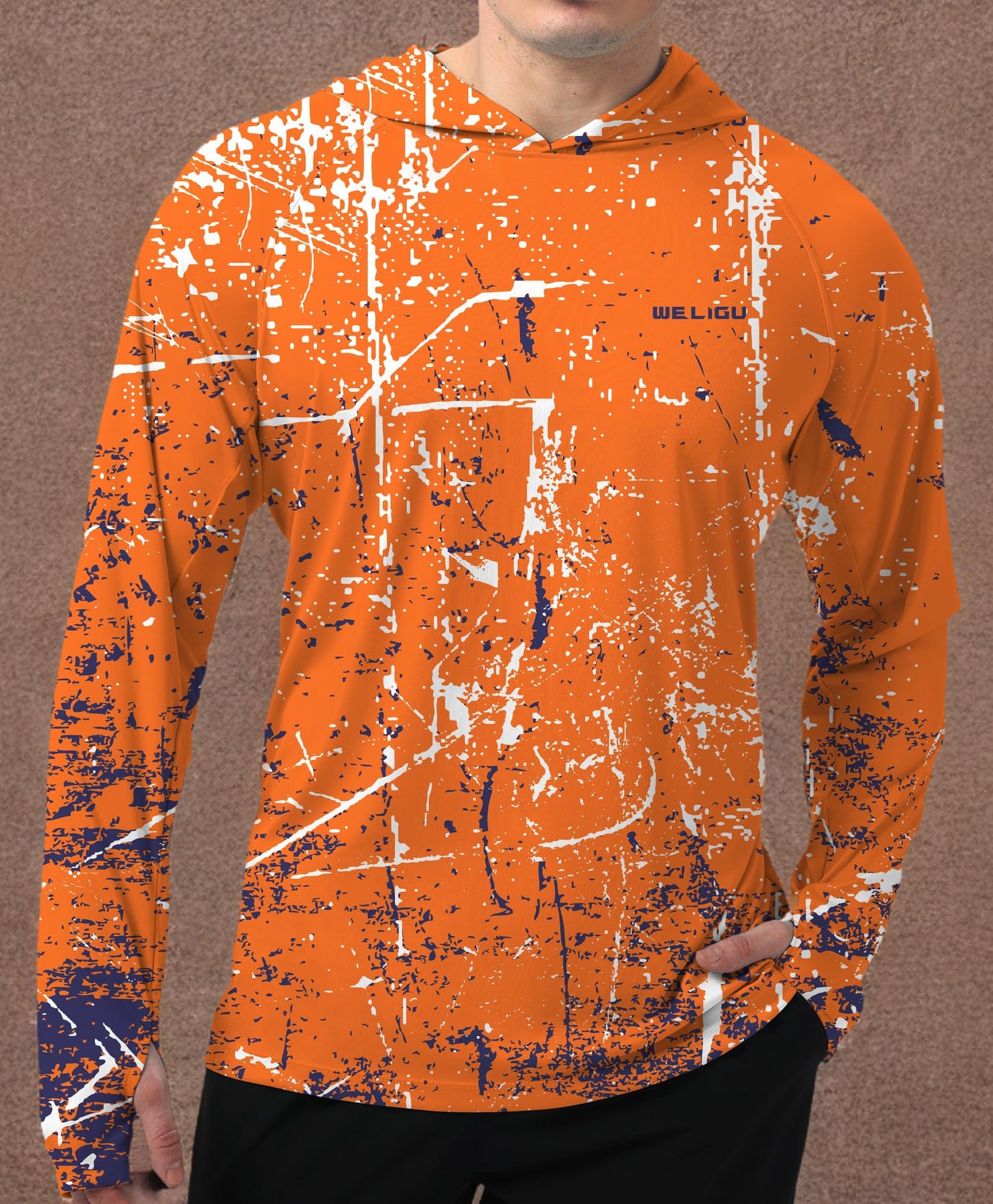 Orange Splash-Ink UPF 50+ Sunscreen Hoodie