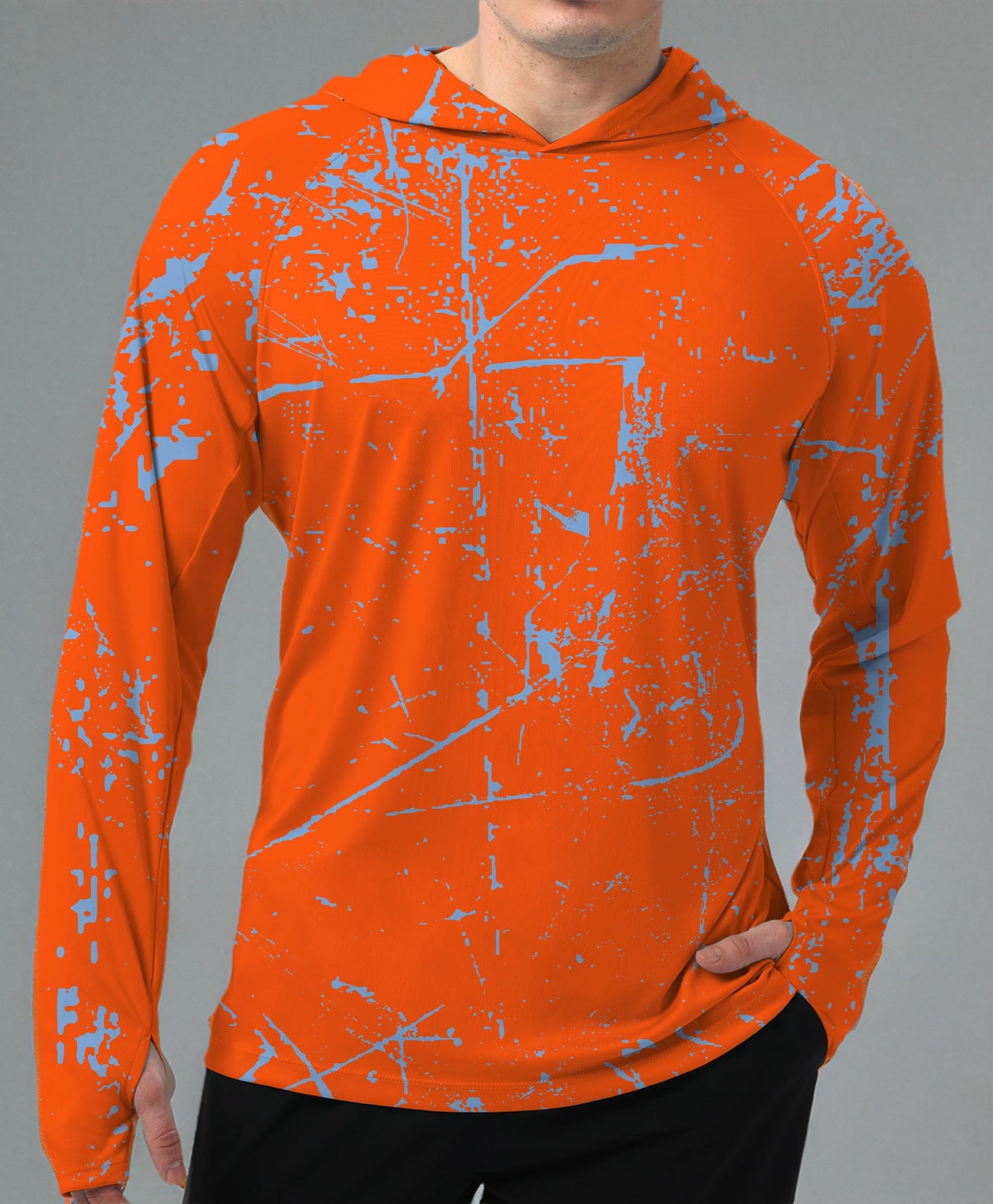 Bright Orange Splash-Ink UPF 50+ Sunscreen Hoodie