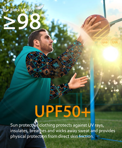 Aztec Blue Gradient Design UPF 50+ Sunscreen Hoodie