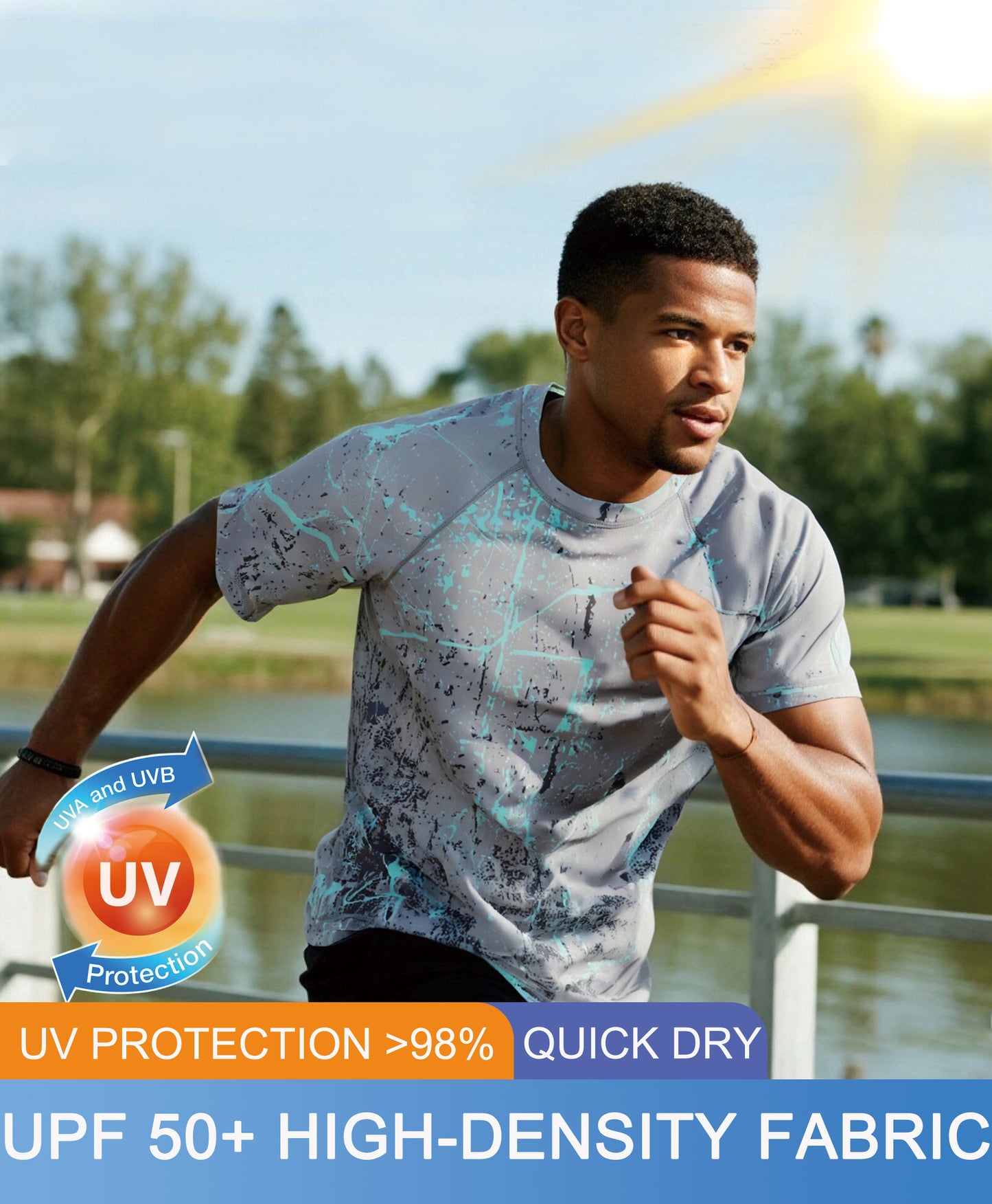 Light Grey Splash-Ink UPF 50+ Sunscreen T-Shirt