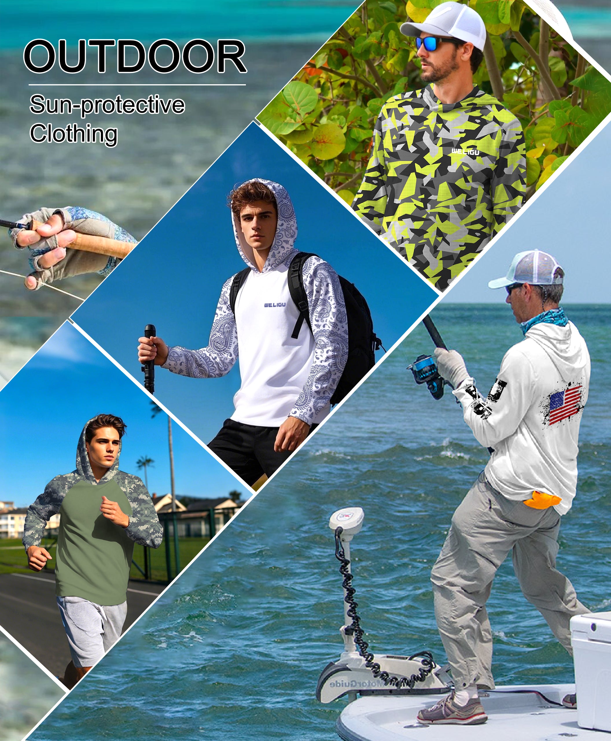 Light Green Camouflage UPF 50+ Sunscreen Hoodie