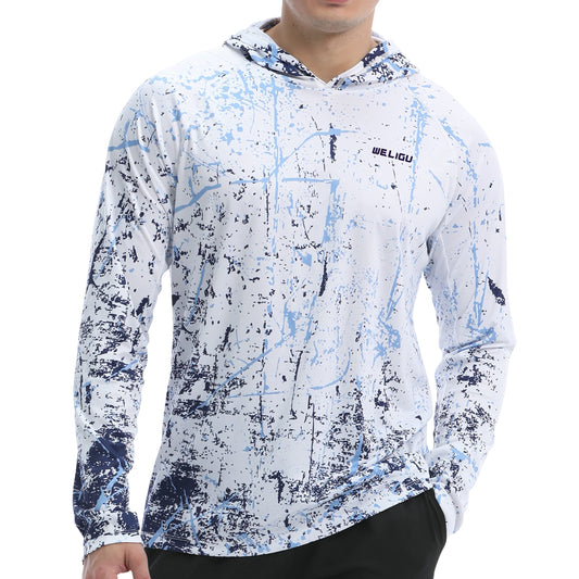 White Splash-Ink UPF 50+ Sunscreen Hoodie