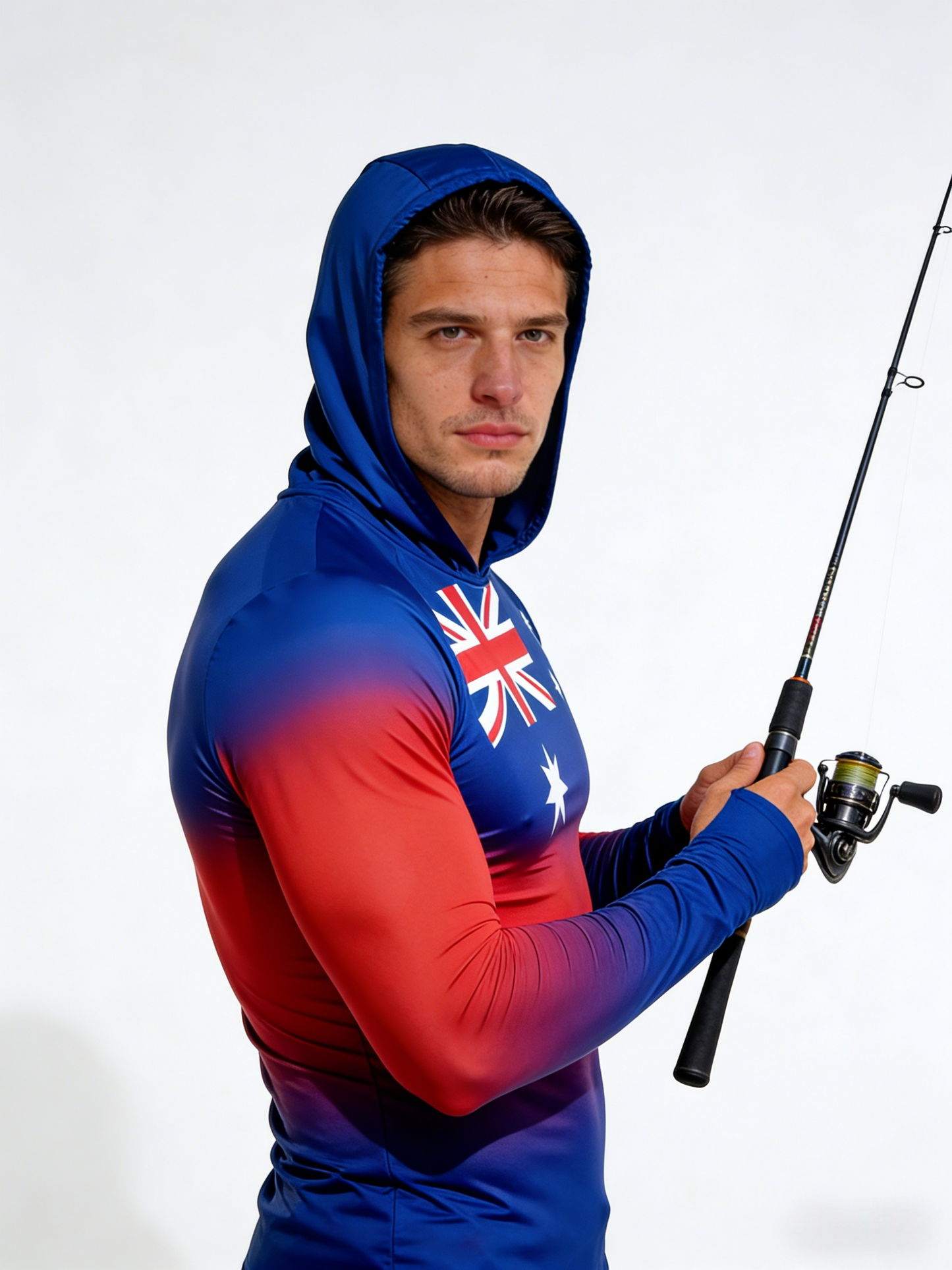 Blue-Red Gradient Australian Flag UPF 50+ Sunscreen Hoodie