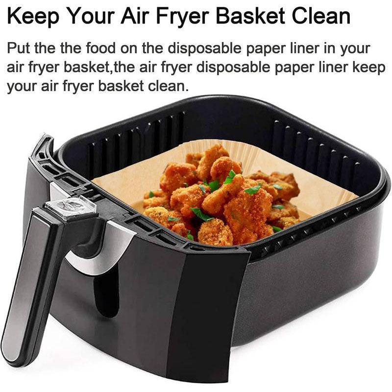 Disposable Air Fryer Baking Paper Liners (100pcs), Non-stick, Oil-proof Parchment Paper, Easy Cleaning, Perfect for Cooking & Roasting