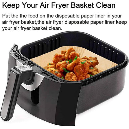 Disposable Air Fryer Baking Paper Liners (100pcs), Non-stick, Oil-proof Parchment Paper, Easy Cleaning, Perfect for Cooking & Roasting