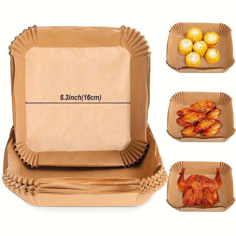 Disposable Air Fryer Baking Paper Liners (100pcs), Non-stick, Oil-proof Parchment Paper, Easy Cleaning, Perfect for Cooking & Roasting