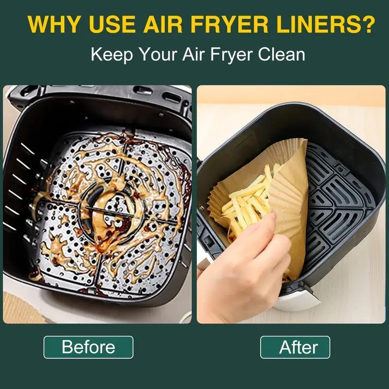 Disposable Air Fryer Baking Paper Liners (100pcs), Non-stick, Oil-proof Parchment Paper, Easy Cleaning, Perfect for Cooking & Roasting