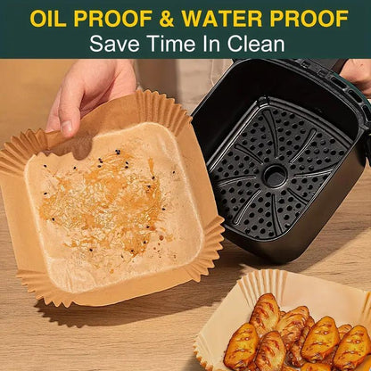 Disposable Air Fryer Baking Paper Liners (100pcs), Non-stick, Oil-proof Parchment Paper, Easy Cleaning, Perfect for Cooking & Roasting