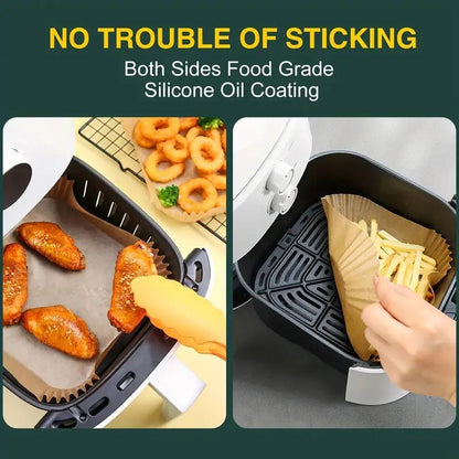 Disposable Air Fryer Baking Paper Liners (100pcs), Non-stick, Oil-proof Parchment Paper, Easy Cleaning, Perfect for Cooking & Roasting
