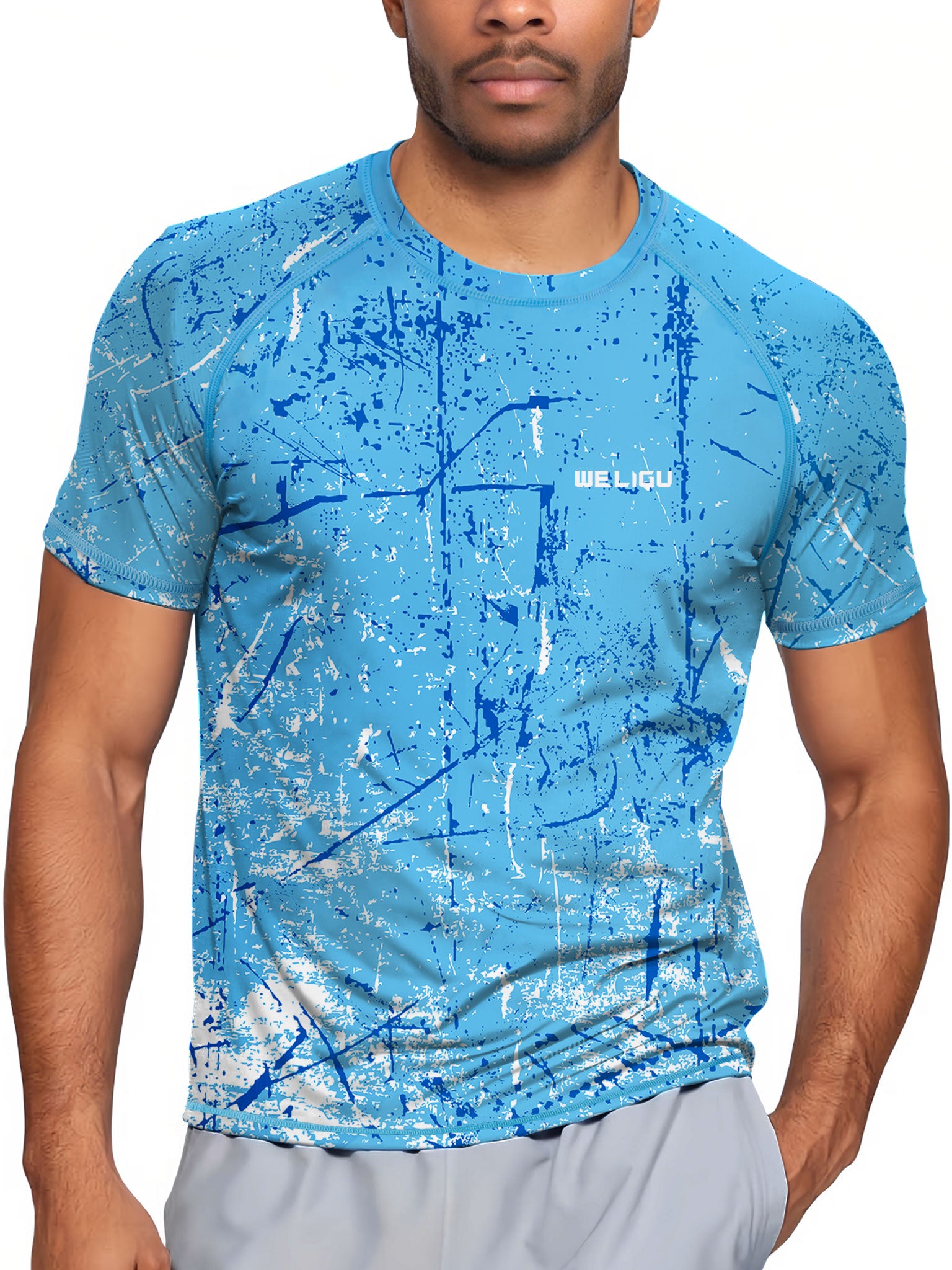 Ocean Blue Splash-Ink UPF 50+ Sunscreen T-Shirt