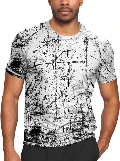 Black and White Splash-Ink UPF 50+ Sun Protection T-Shirt