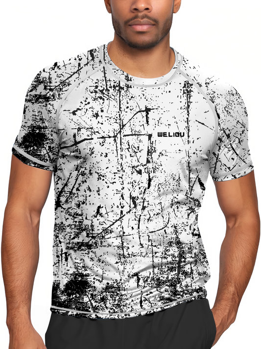 Black and White Splash-Ink UPF 50+ Sun Protection T-Shirt