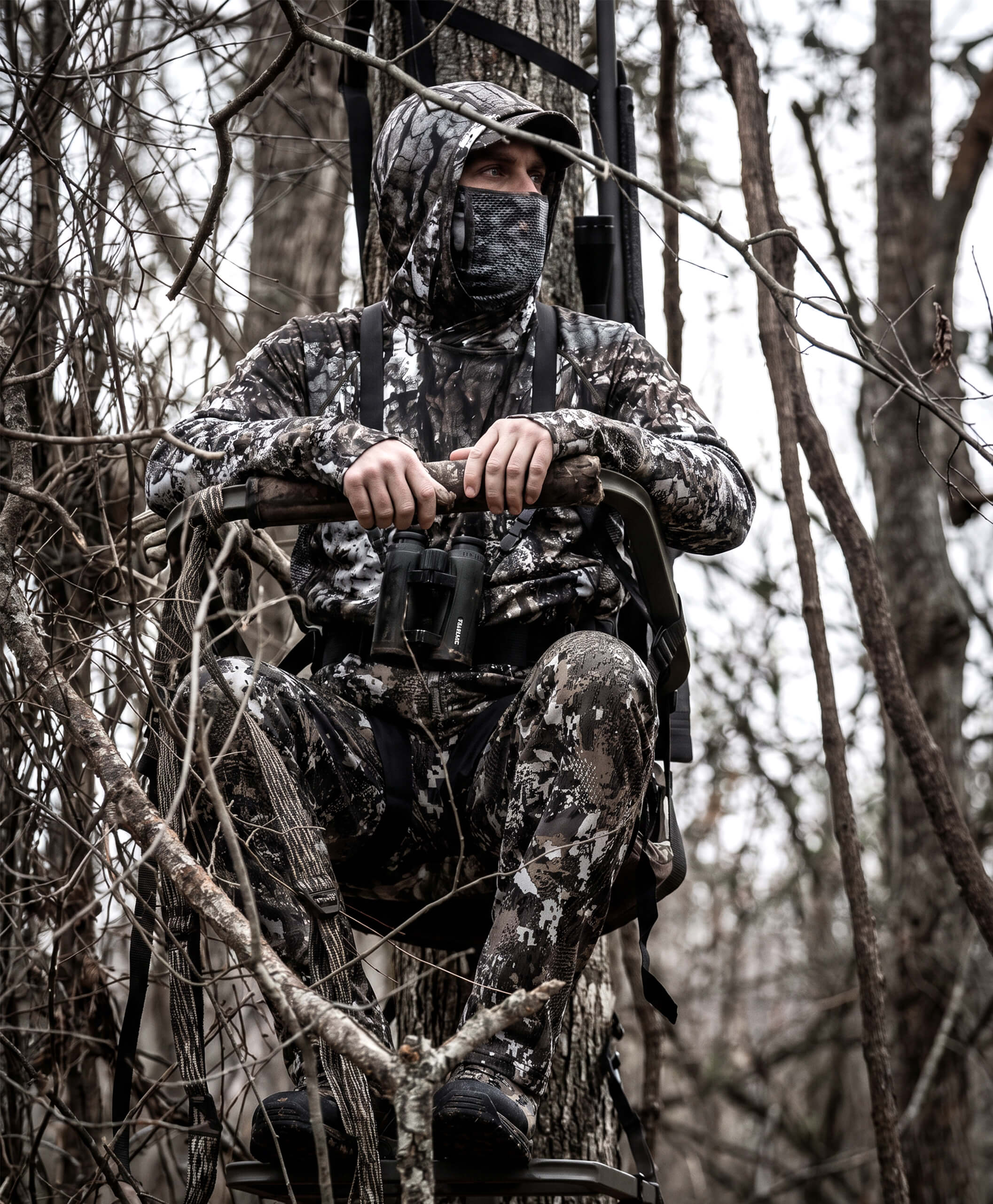Men's Camo Hunting Hoodie with Face Cover