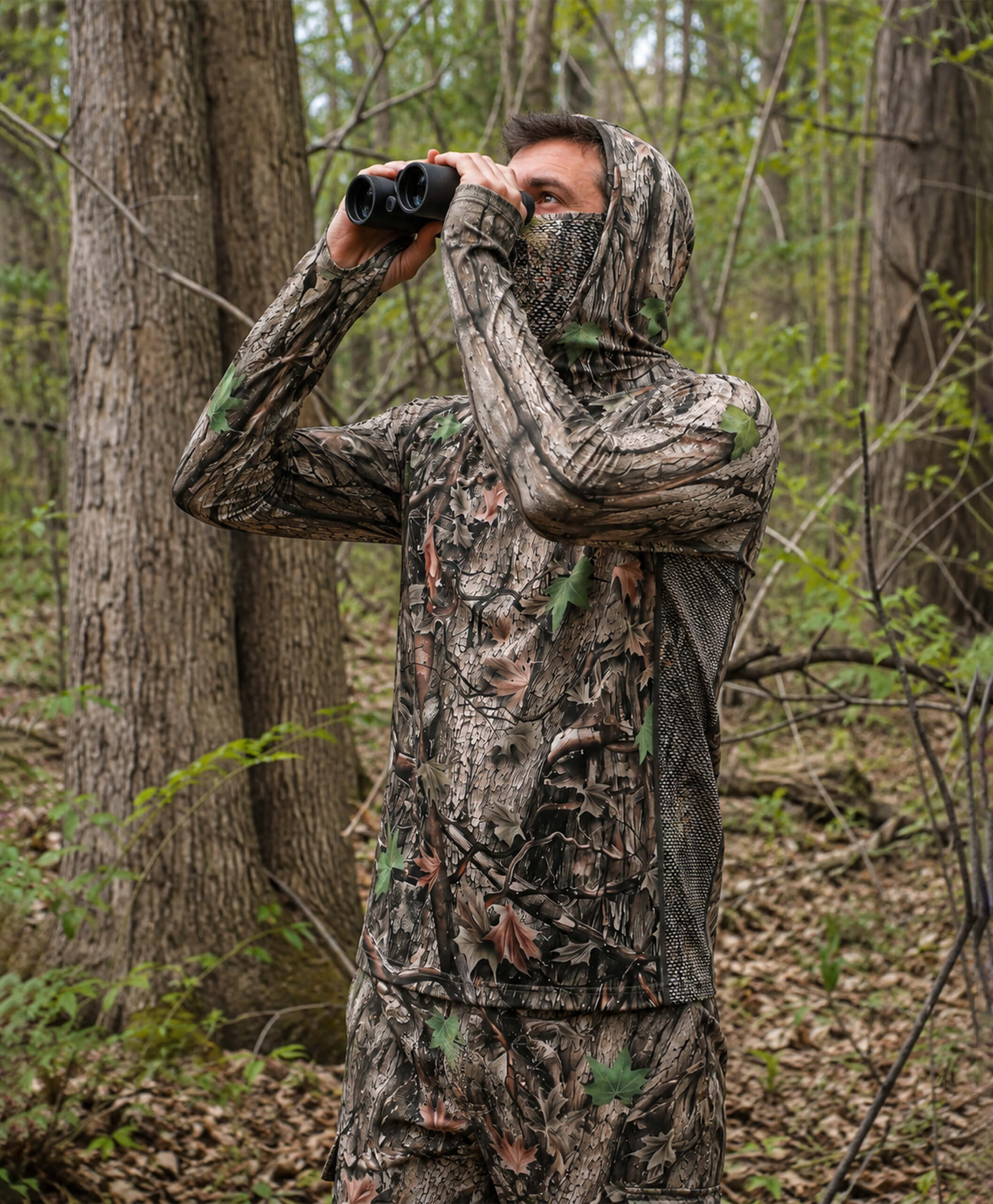 Men's Camo Hunting Hoodie with Face Cover