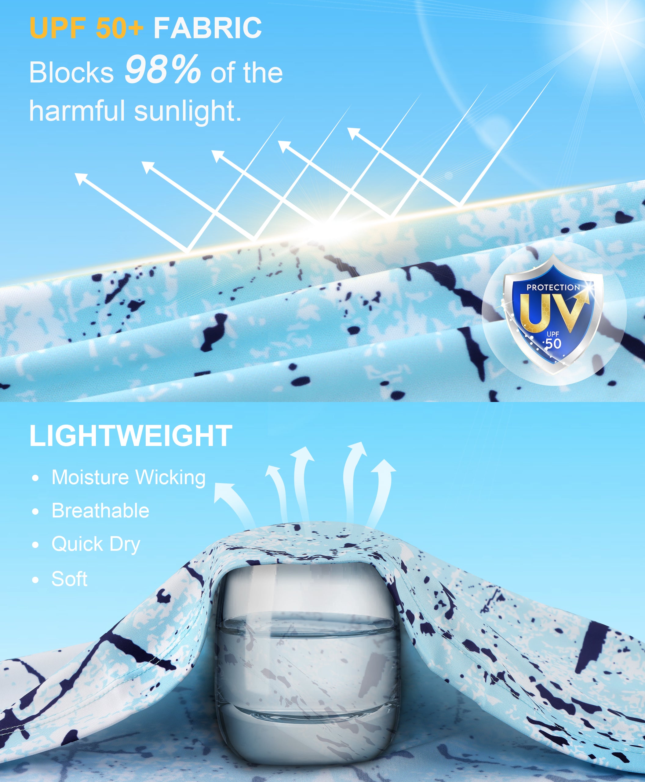 Blue Splash-Ink UPF 50+ Sunscreen Shirt