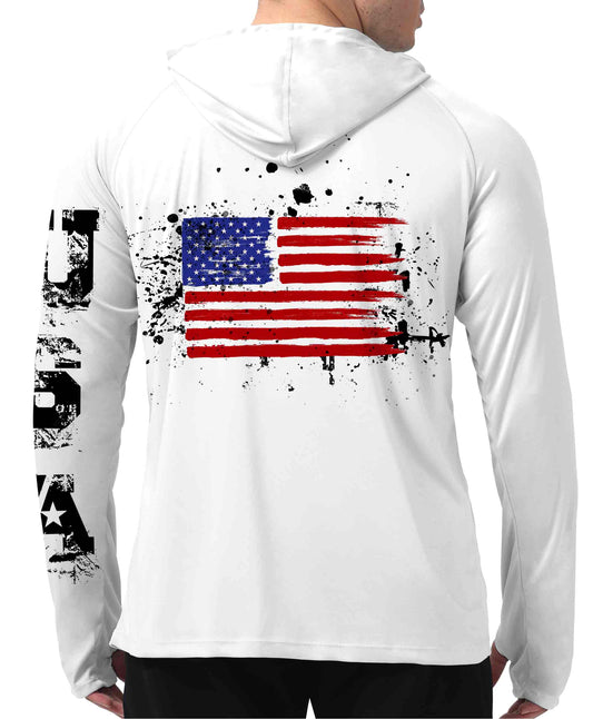New White-Flag Design UPF 50+ Sunscreen Hoodie