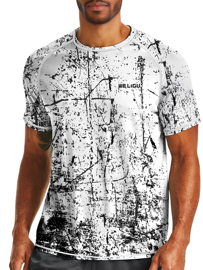 Black and White Splash-Ink UPF 50+ Sun Protection T-Shirt
