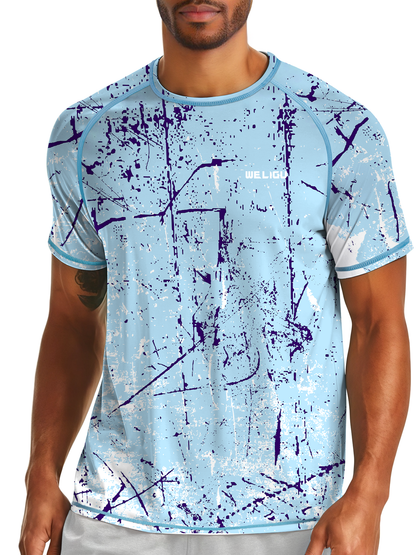 Sky Blue Splash-Ink UPF 50+ Sunscreen T-Shirt