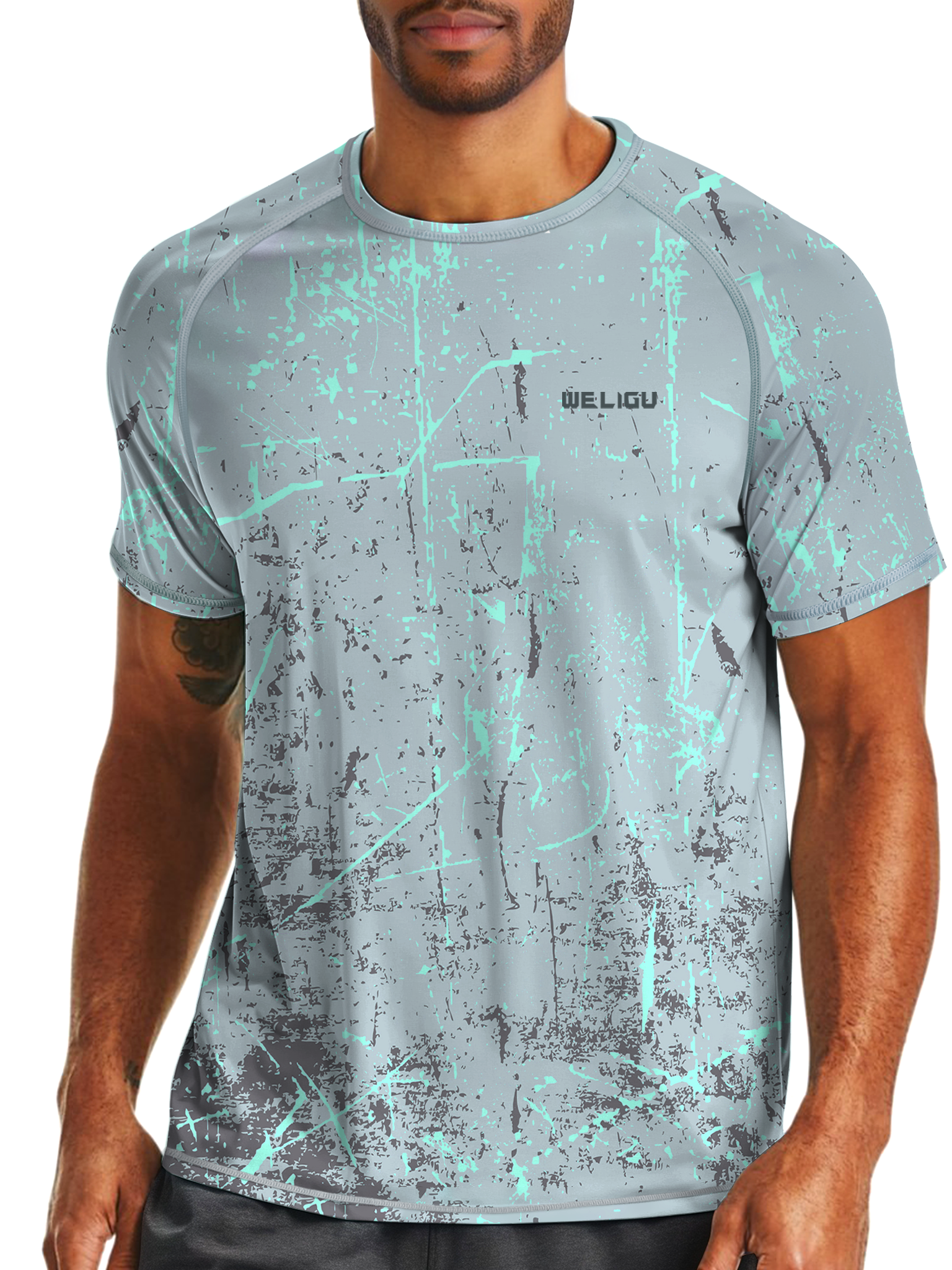 Light Grey Splash-Ink UPF 50+ Sunscreen T-Shirt