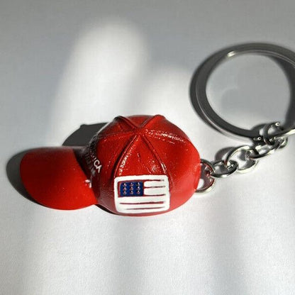 Hat Metal Keychain Baseball Cap Keychain,Metal Key Chain Keychain Ring with USA Flag,Flag Hat Metal Key Chain