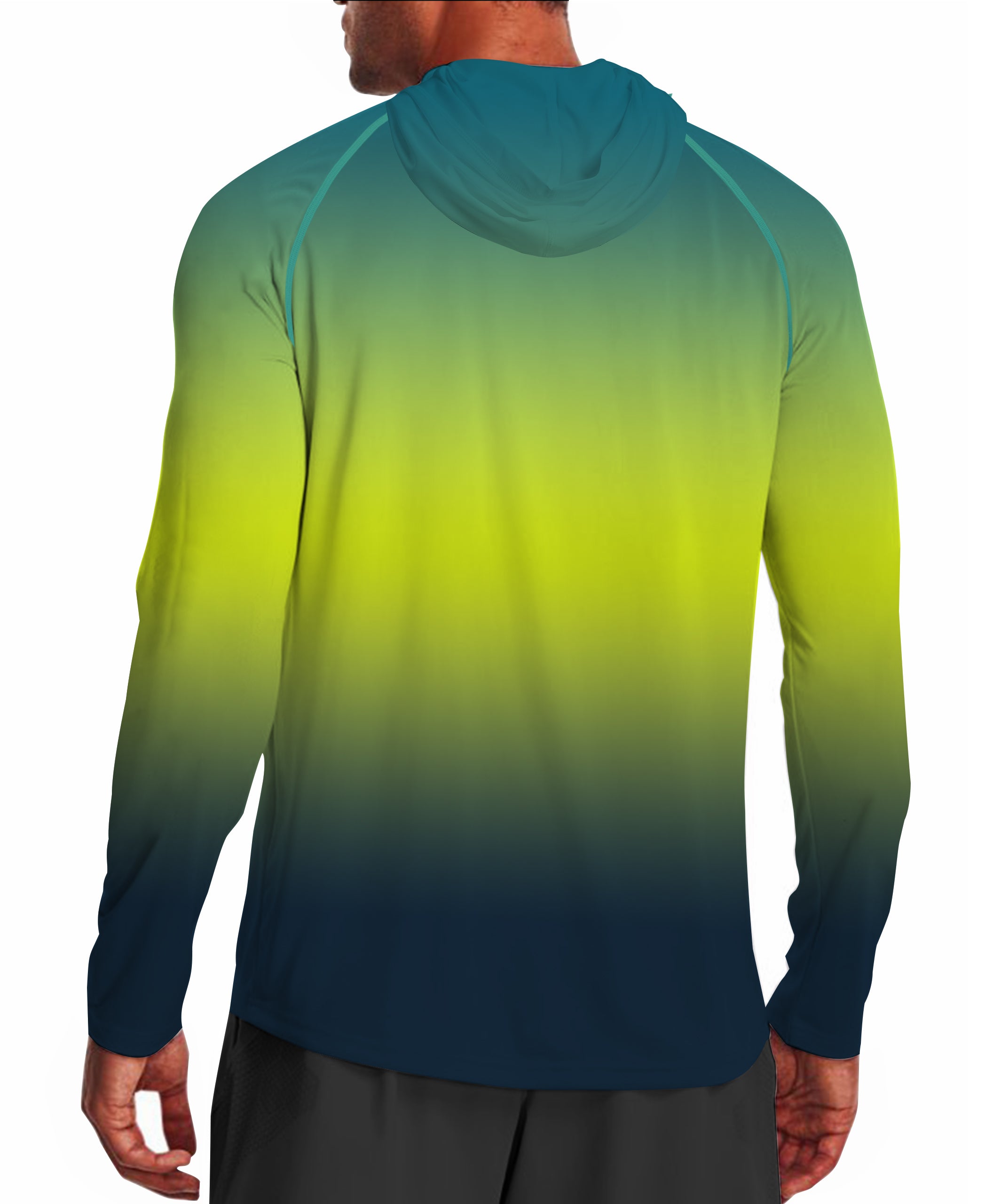 Blue-Green Gradient UPF 50+ Sunscreen Hoodie