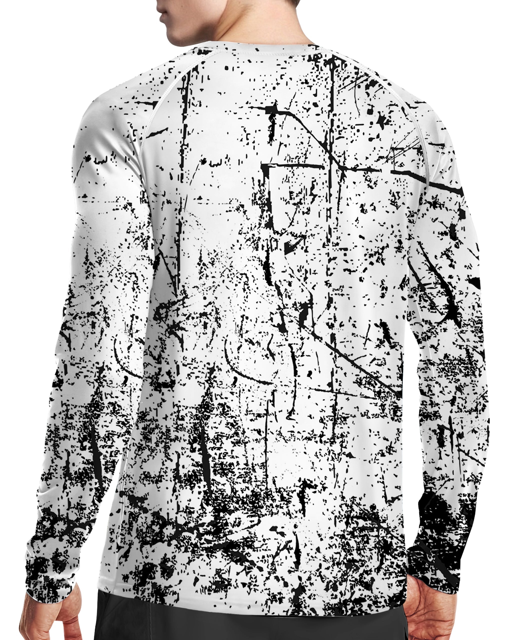 Black and White Splash-Ink UPF 50+ Sun Protection Shirt