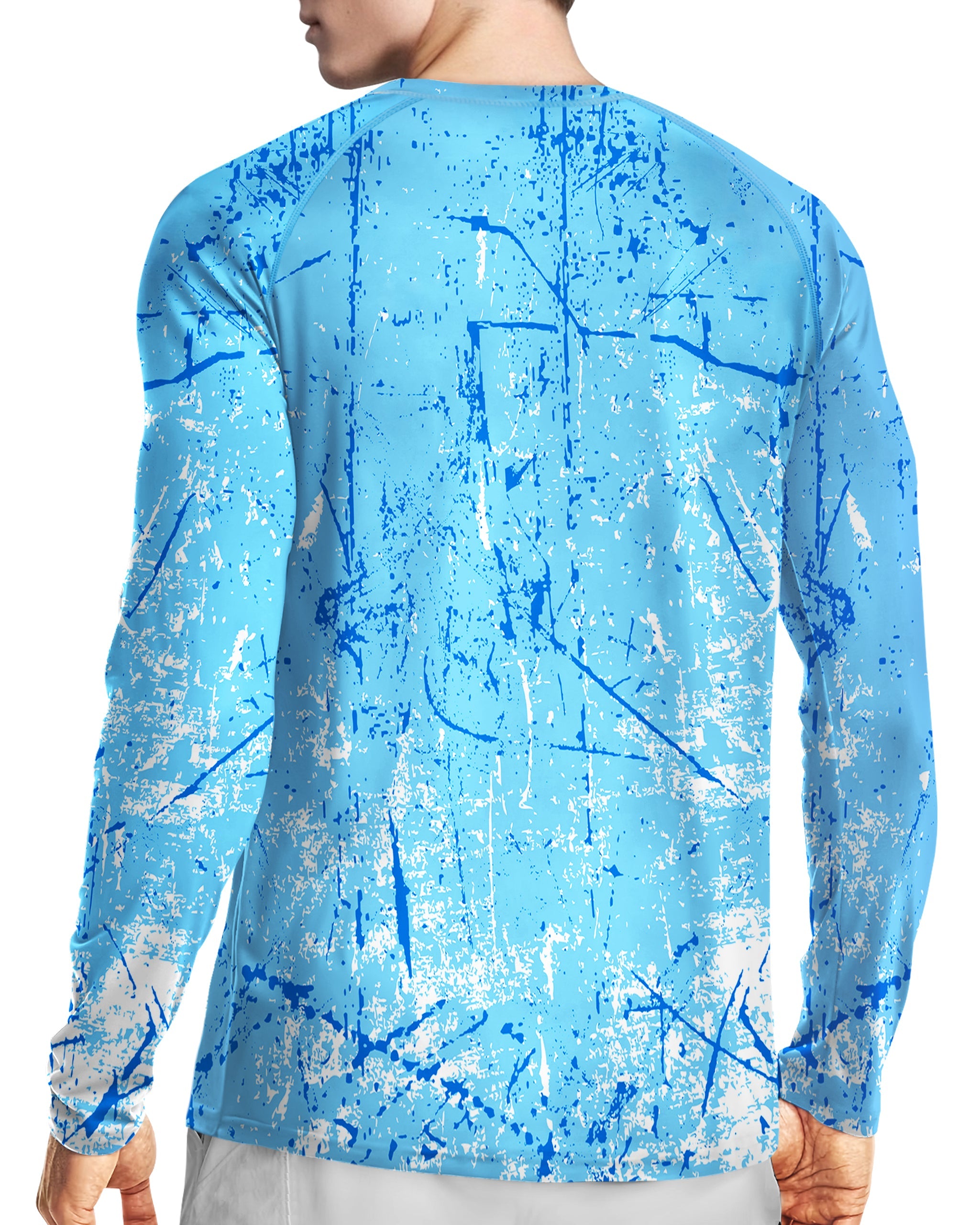 Ocean Blue Splash-Ink UPF 50+ Sunscreen Shirt