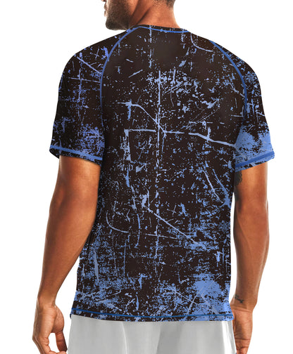 Fluorescent Blue Splash-Ink UPF 50+ Sunscreen T-Shirt