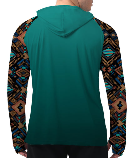 Aztec Blue Gradient Design UPF 50+ Sunscreen Hoodie