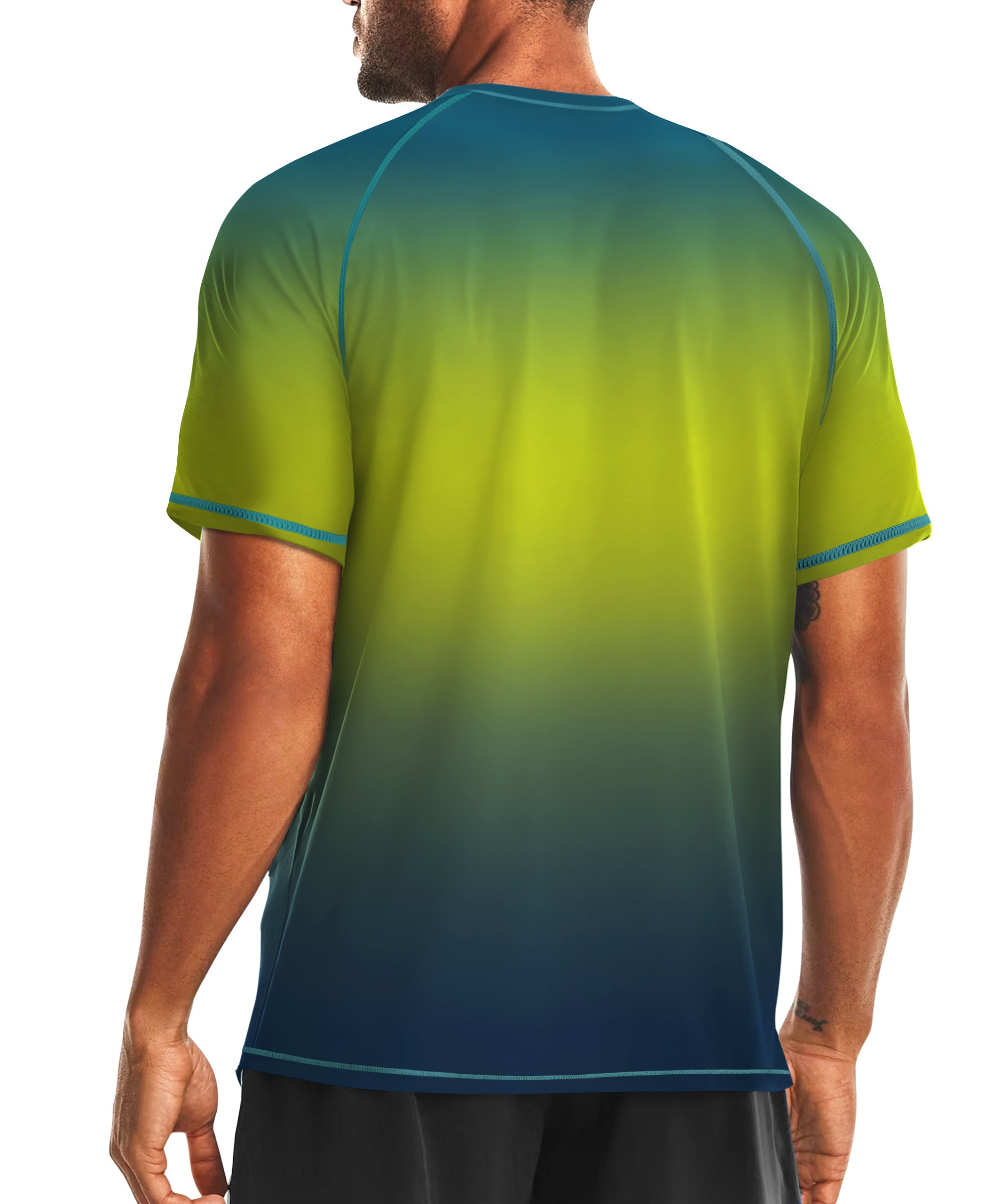 Blue-Green Gradient UPF 50+ Sunscreen T-Shirt
