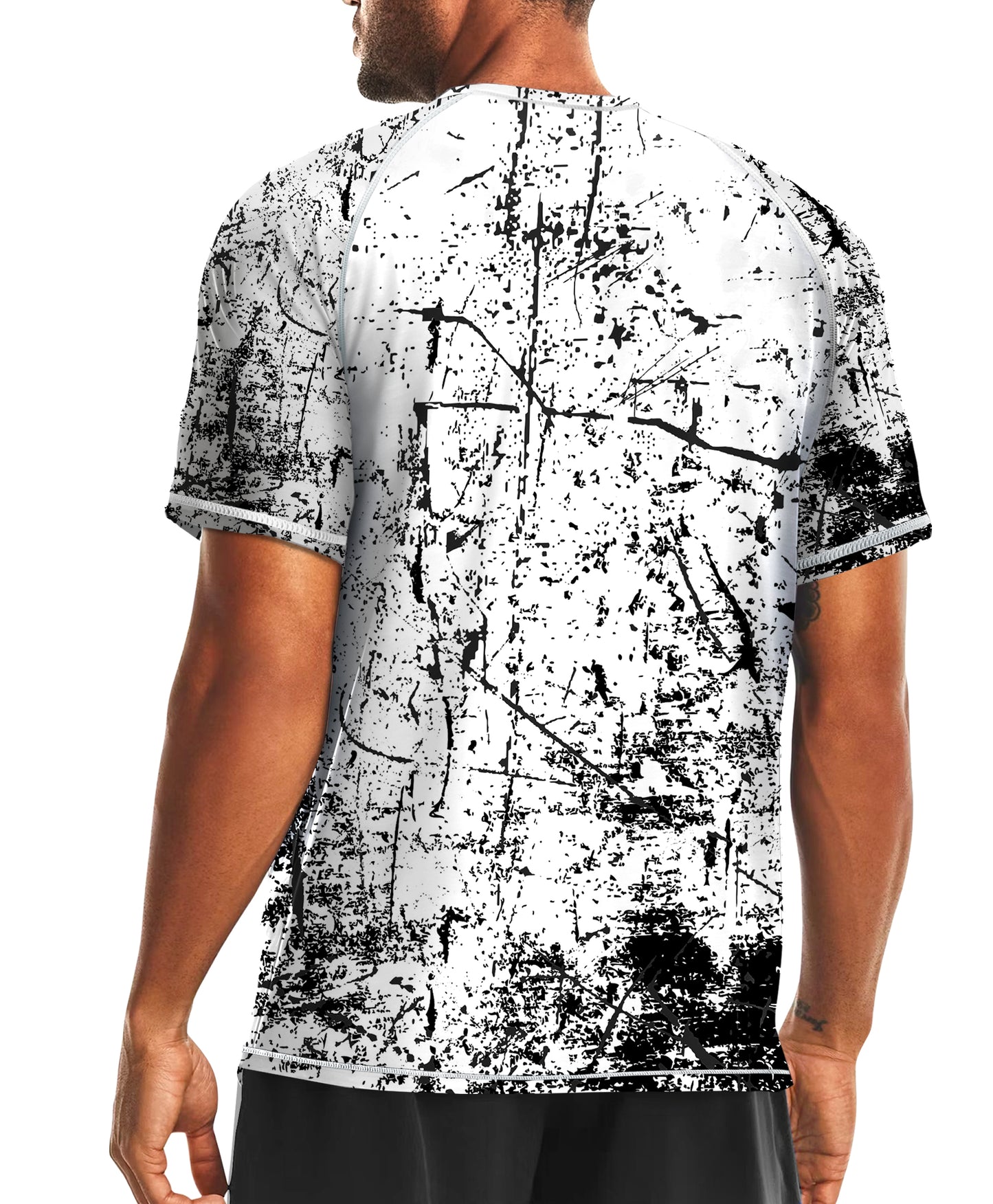 Black and White Splash-Ink UPF 50+ Sun Protection T-Shirt